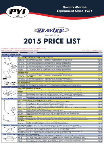 Seaview 2015 Price List