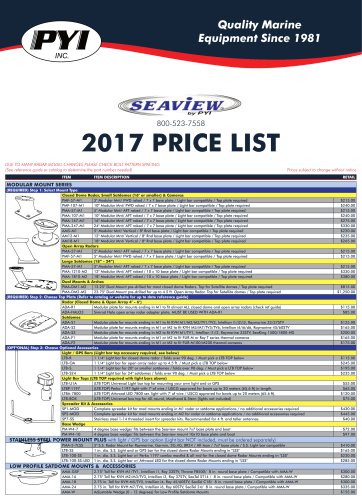 Seaview 2017 Price List