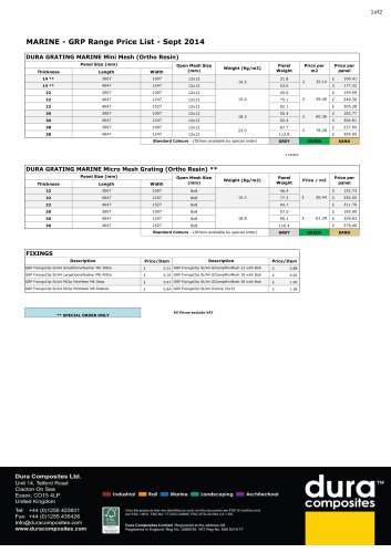 MARINE - GRP Range Price List - Sept 2014