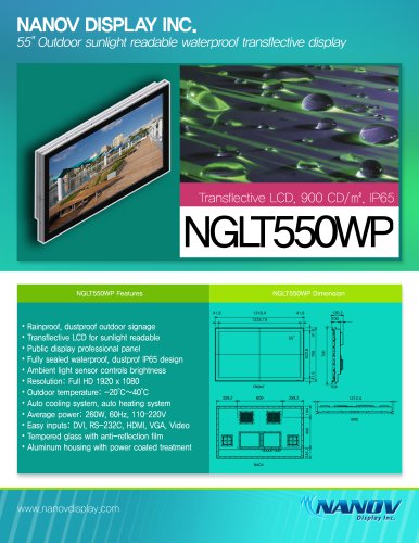 NGLT550WP. 55" Outdoor waterproof marine LCD TV monitor