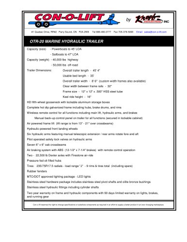 OTR-20 MARINE HYDRAULIC TRAILER