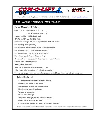 Y-20 MARINE HYDRAULIC YARD TRAILER