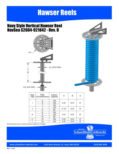 NAVSEA S2604-92842, VERTICAL HAWSER REEL