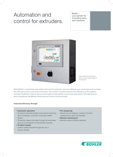 Automation and control for extruders