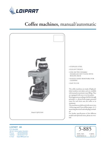 Coffee machines, manual/automatic