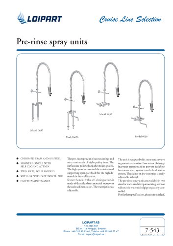 Pre-Rinse Spray Unit