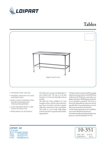 S/S Flat Work Table