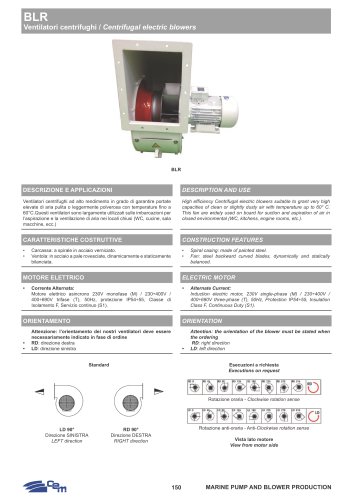 BLR CENTRIFUGAL ELECTRIC BLOWERS