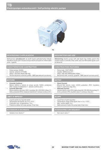 TB SELF PRIMING ELECTRIC PUMPS