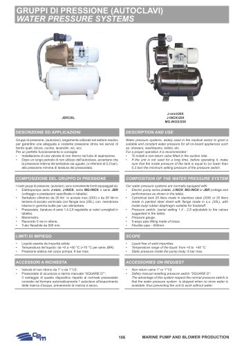 Water pressure systems 20L, 20X