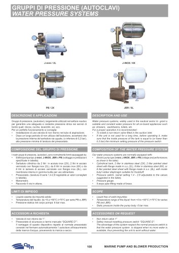 Water pressure systems 2L, 2X, 8L, 8X