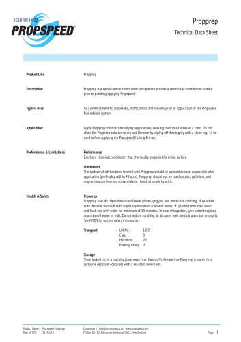 Propprep Technical datasheet