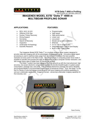 837B ?Delta T? 4000 m MULTIBEAM PROFILING SONAR