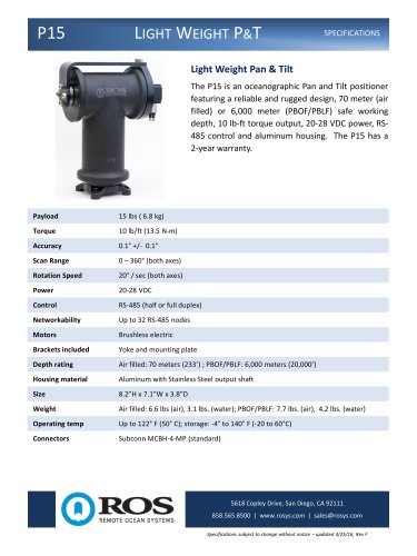 P15 – LIGHT WEIGHT PAN & TILT