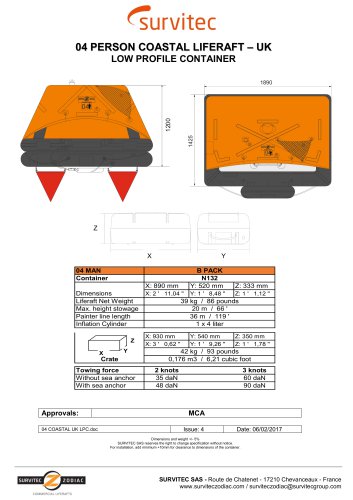 04 PERSON COASTAL LIFERAFT – UK LOW PROFILE CONTAINER