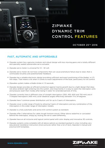 ZIPWAKE DYNAMIC TRIM CONTROL FEATURES