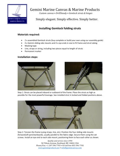 Gemlock folding strut installation guide