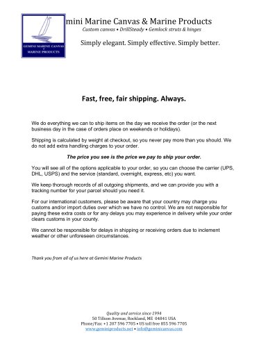 Our shipping policy