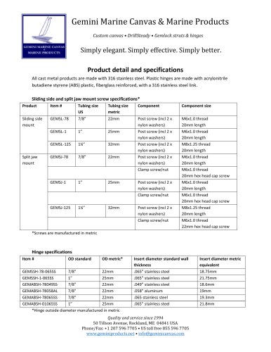 Product specifications