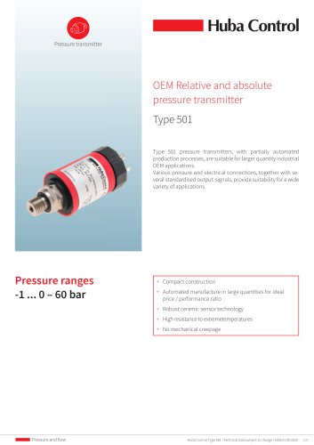 OEM Relative and absolute pressure transmitter